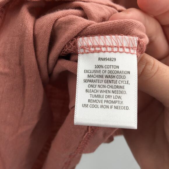 Derek Heart Women's Knit Lace Trim Peasant Blouse Long Sleeve Maroon Large NWT - Picture 5 of 5